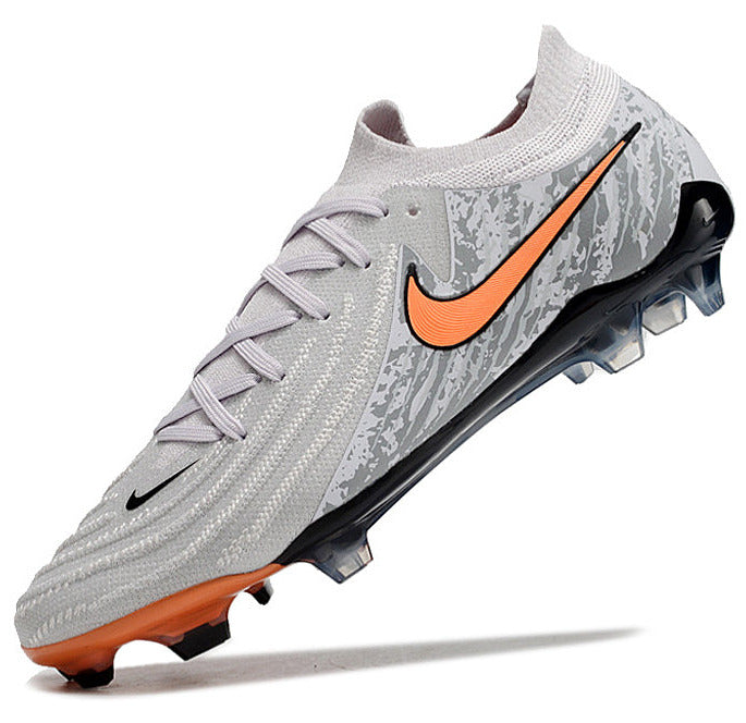 Phantom Luna Elite NU Low-top Super A Men's Full Knit Waterproof FG Soccer Shoes - Gray/Black/Orange