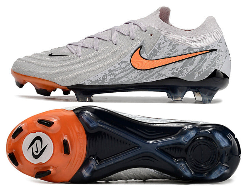Phantom Luna Elite NU Low-top Super A Men's Full Knit Waterproof FG Soccer Shoes - Gray/Black/Orange