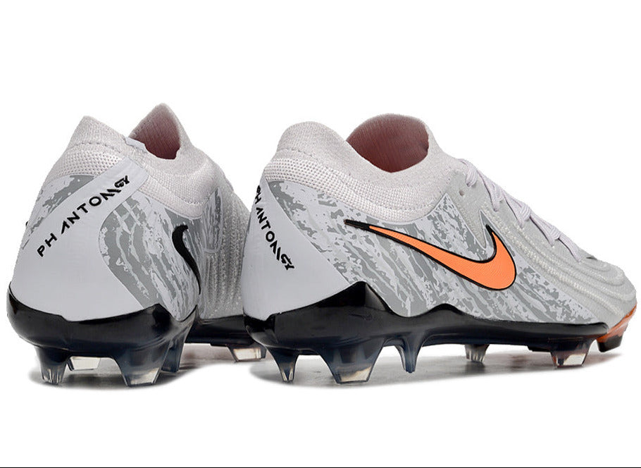 Phantom Luna Elite NU Low-top Super A Men's Full Knit Waterproof FG Soccer Shoes - Gray/Black/Orange