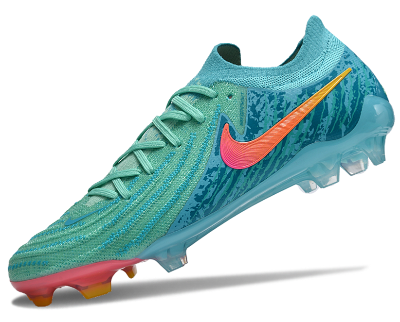 Phantom Luna Elite NU Low-top Super A Men's Full Knit Waterproof FG Soccer Shoes - Green/Blue/Pink