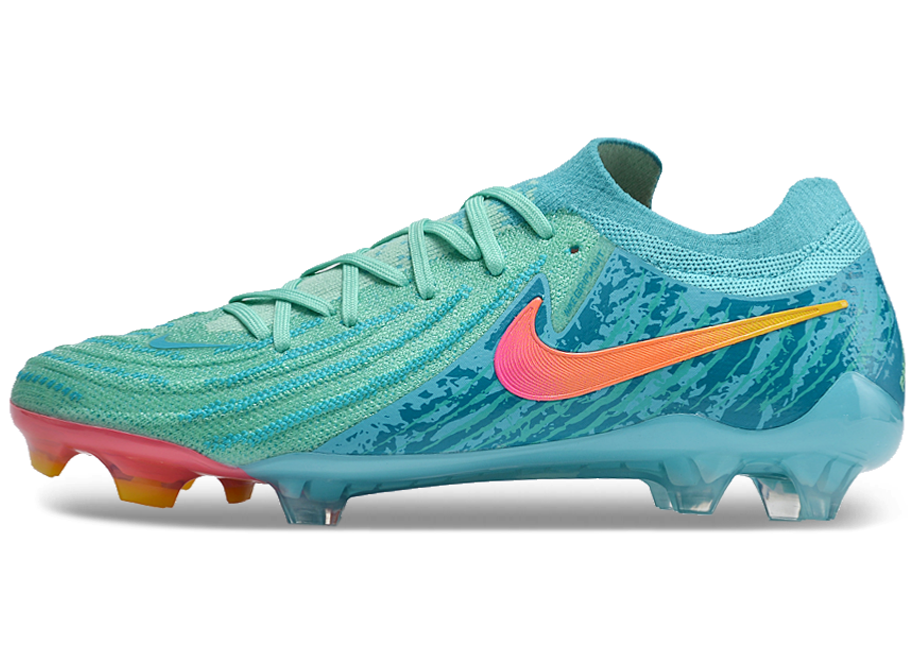 Phantom Luna Elite NU Low-top Super A Men's Full Knit Waterproof FG Soccer Shoes - Green/Blue/Pink