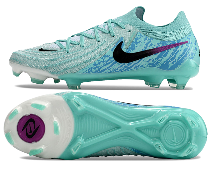 Phantom Luna Elite NU Low-top Super A Men's Full Knit Waterproof FG Soccer Shoes - Green/Blue/White/Black