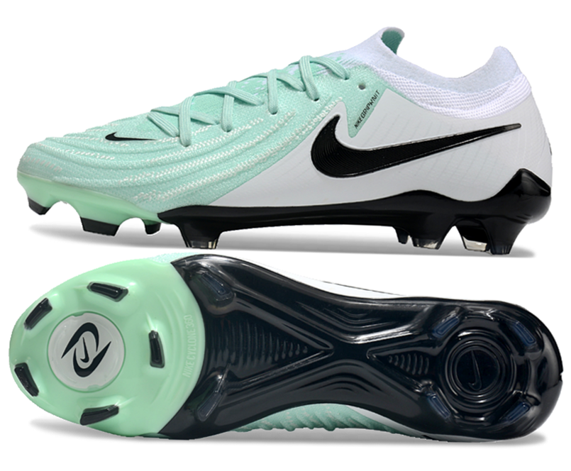 Phantom Luna Elite NU Low-top Super A Men's Full Knit Waterproof FG Soccer Shoes - Light Green/White/Black