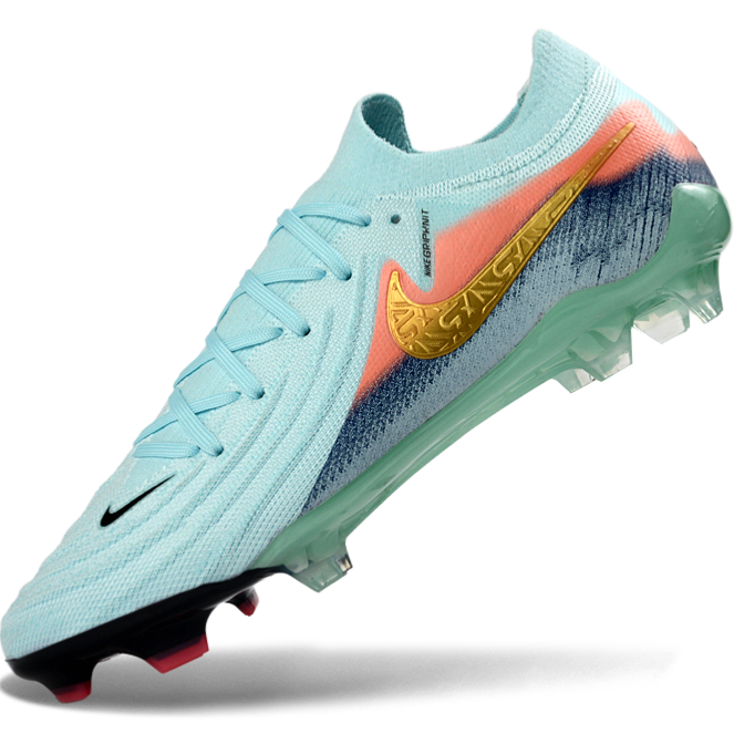 Phantom Luna Elite NU Low-top Super A Men's Full Knit Waterproof FG Soccer Shoes - Mint/Atomic Red/Off Noir