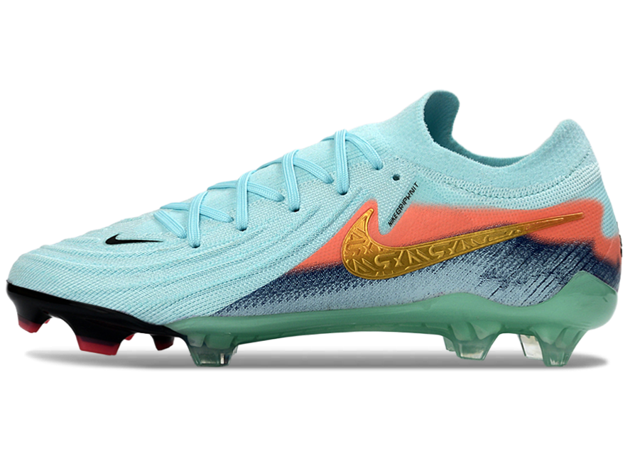 Phantom Luna Elite NU Low-top Super A Men's Full Knit Waterproof FG Soccer Shoes - Mint/Atomic Red/Off Noir
