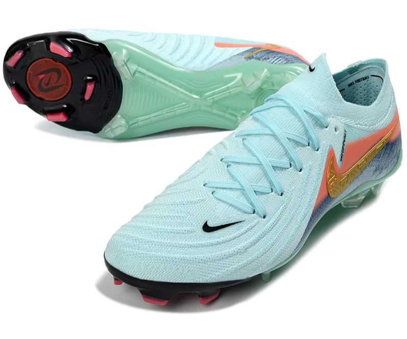 Phantom Luna Elite NU Low-top Super A Men's Full Knit Waterproof FG Soccer Shoes - Mint/Atomic Red/Off Noir