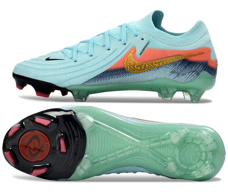 Phantom Luna Elite NU Low-top Super A Men's Full Knit Waterproof FG Soccer Shoes - Mint/Atomic Red/Off Noir