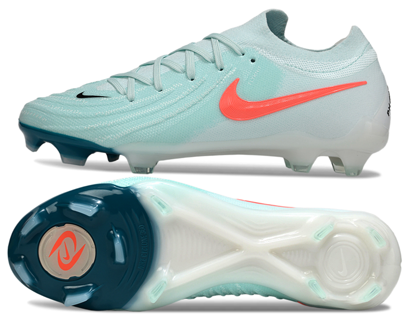Phantom Luna Elite NU Low-top Super A Men's Full Knit Waterproof FG Soccer Shoes - Mint/Red/Blue/White