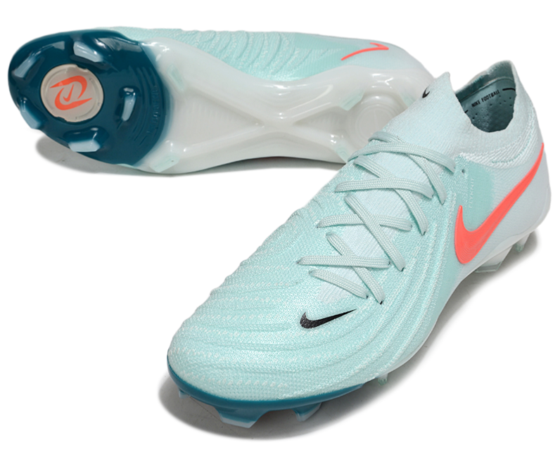 Phantom Luna Elite NU Low-top Super A Men's Full Knit Waterproof FG Soccer Shoes - Mint/Red/Blue/White