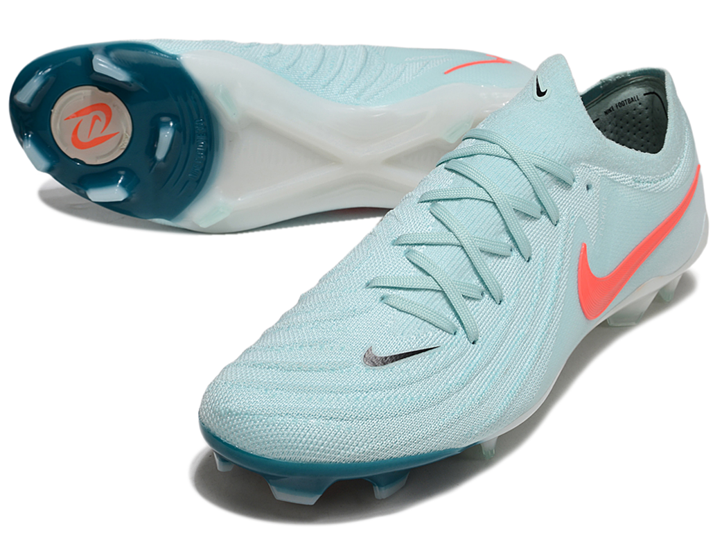 Phantom Luna Elite NU Low-top Super A Men's Full Knit Waterproof FG Soccer Shoes - Mint/White/Red