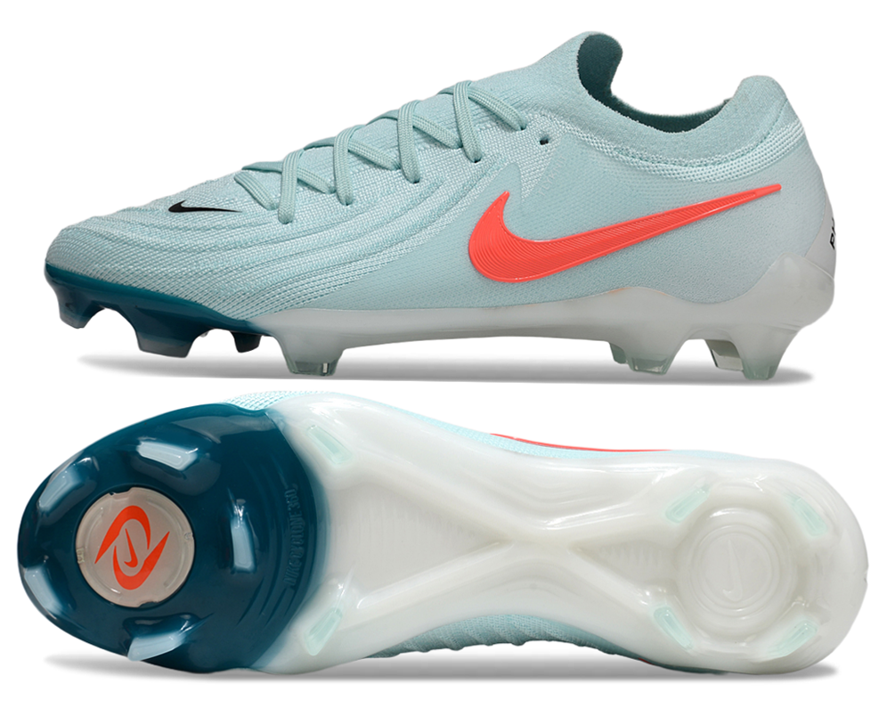 Phantom Luna Elite NU Low-top Super A Men's Full Knit Waterproof FG Soccer Shoes - Mint/White/Red
