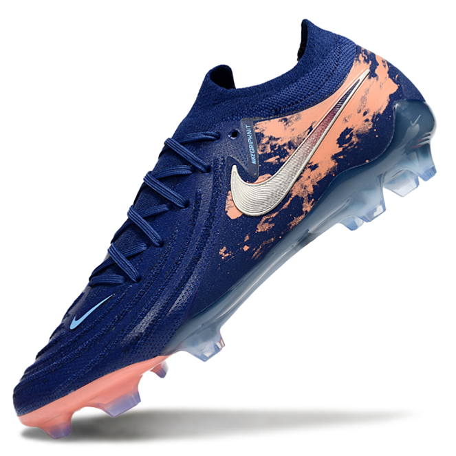 Phantom Luna Elite NU Low-top Super A Men's Full Knit Waterproof FG Soccer Shoes - Navy Blue/Beige