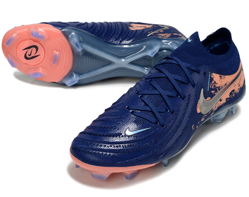 Phantom Luna Elite NU Low-top Super A Men's Full Knit Waterproof FG Soccer Shoes - Navy Blue/Beige