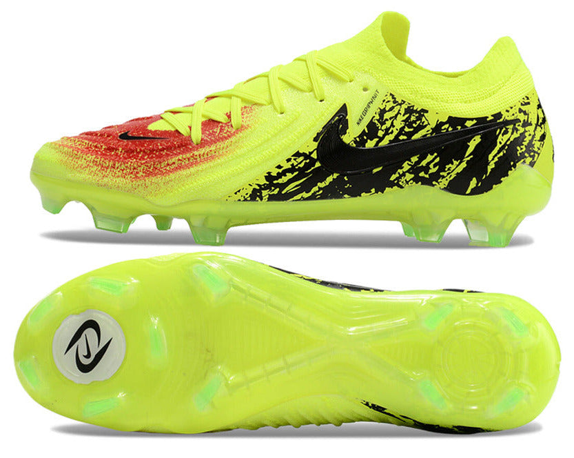 Phantom Luna Elite NU Low-top Super A Men's Full Knit Waterproof FG Soccer Shoes - Neon Yellow/Black/Orange