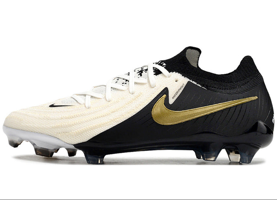 Phantom Luna Elite NU Low-top Super A Men's Full Knit Waterproof FG Soccer Shoes - Off White/Black/Gold
