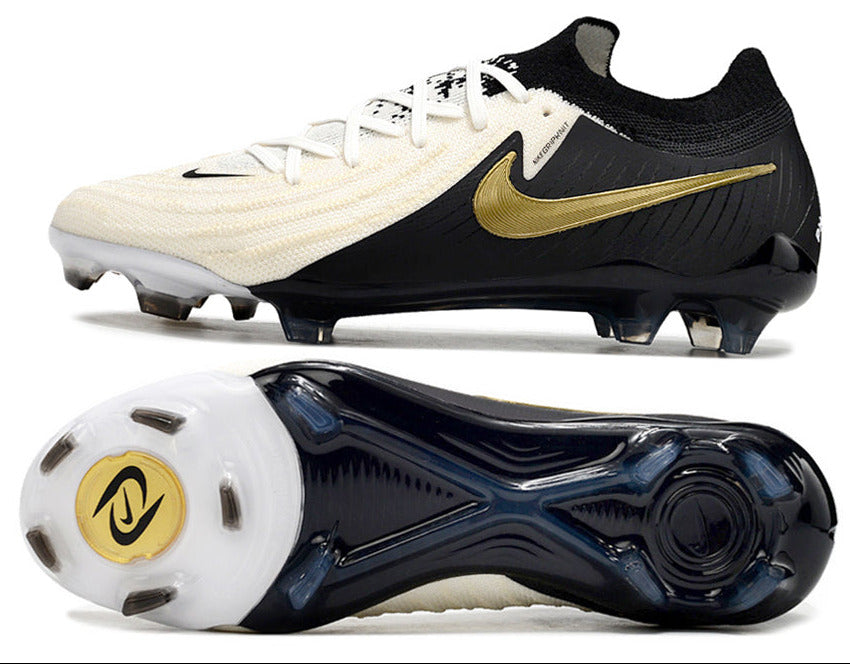 Phantom Luna Elite NU Low-top Super A Men's Full Knit Waterproof FG Soccer Shoes - Off White/Black/Gold