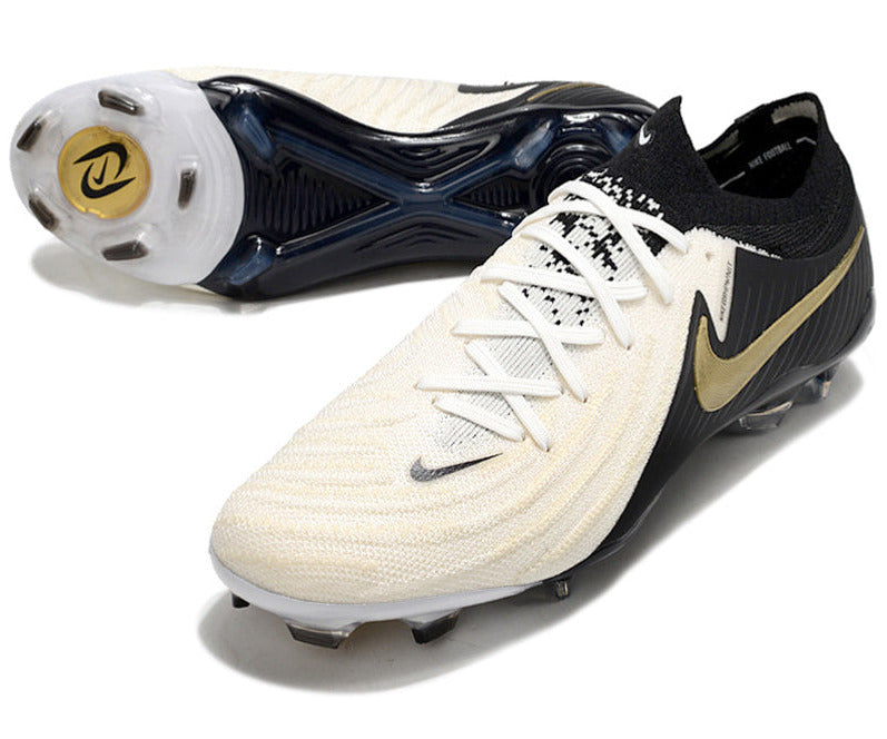 Phantom Luna Elite NU Low-top Super A Men's Full Knit Waterproof FG Soccer Shoes - Off White/Black/Gold