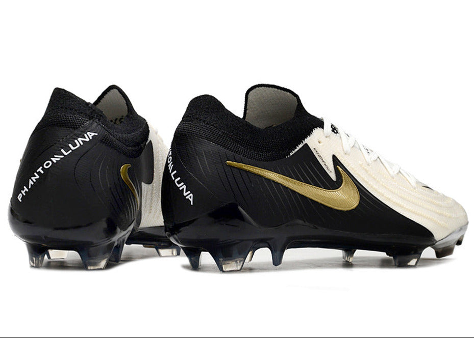 Phantom Luna Elite NU Low-top Super A Men's Full Knit Waterproof FG Soccer Shoes - Off White/Black/Gold