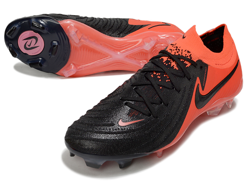 Phantom Luna Elite NU Low-top Super A Men's Full Knit Waterproof FG Soccer Shoes - Orange/Black