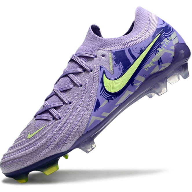Phantom Luna Elite NU Low-top Super A Men's Full Knit Waterproof FG Soccer Shoes - Purple Agate/Green