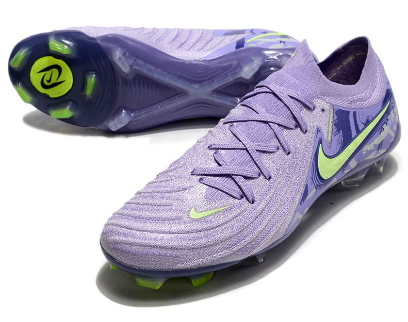Phantom Luna Elite NU Low-top Super A Men's Full Knit Waterproof FG Soccer Shoes - Purple Agate/Green