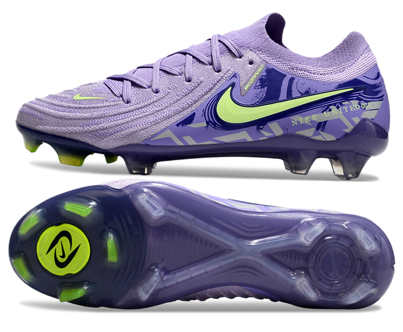 Phantom Luna Elite NU Low-top Super A Men's Full Knit Waterproof FG Soccer Shoes - Purple Agate/Green