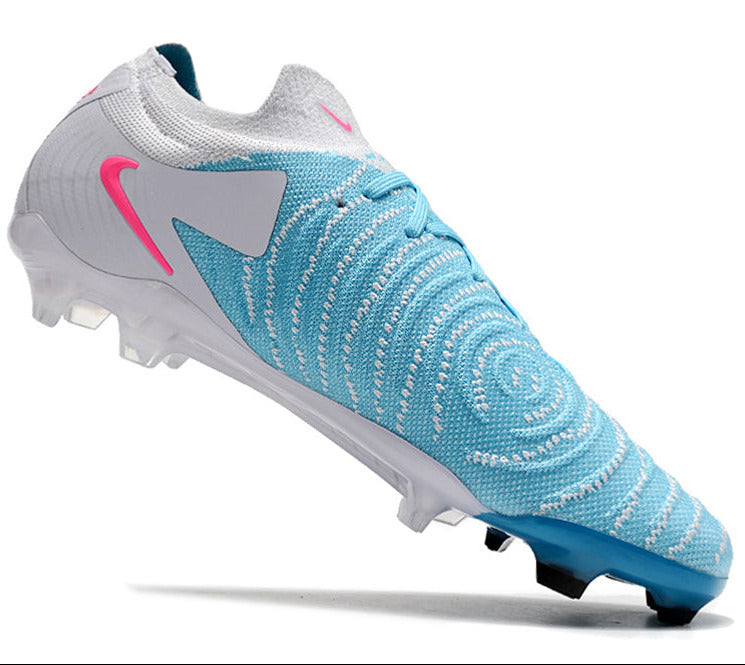 Phantom Luna Elite NU Low-top Super A Men's Full Knit Waterproof FG Soccer Shoes - Sky Blue/White/Red