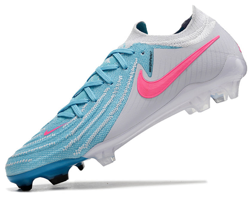 Phantom Luna Elite NU Low-top Super A Men's Full Knit Waterproof FG Soccer Shoes - Sky Blue/White/Red