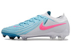 Phantom Luna Elite NU Low-top Super A Men's Full Knit Waterproof FG Soccer Shoes - Sky Blue/White/Red