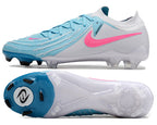 Phantom Luna Elite NU Low-top Super A Men's Full Knit Waterproof FG Soccer Shoes - Sky Blue/White/Red