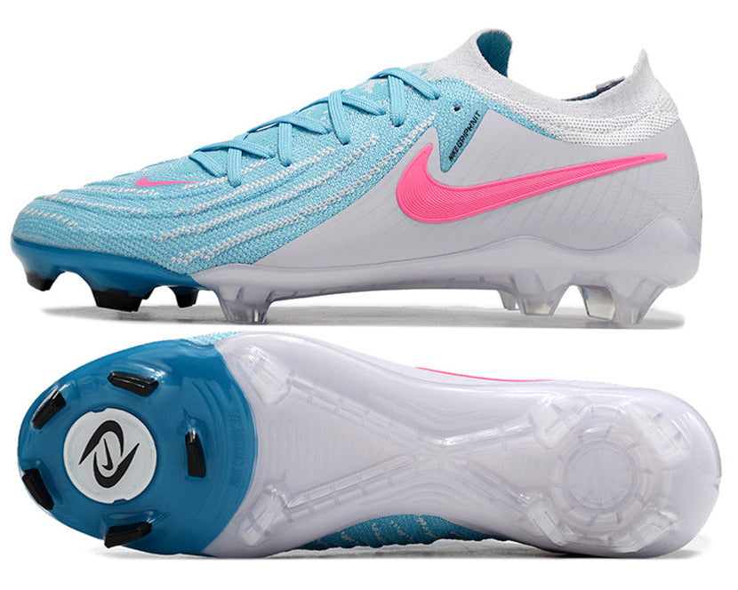 Phantom Luna Elite NU Low-top Super A Men's Full Knit Waterproof FG Soccer Shoes - Sky Blue/White/Red