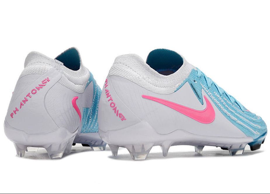 Phantom Luna Elite NU Low-top Super A Men's Full Knit Waterproof FG Soccer Shoes - Sky Blue/White/Red
