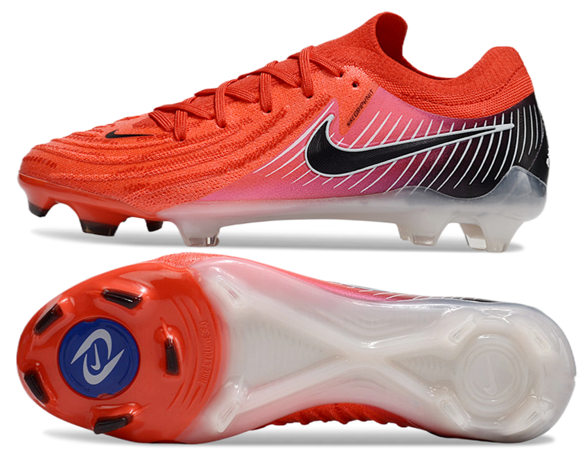 Phantom Luna Elite NU Low-top Super A Men's Full Knit Waterproof FG Soccer Shoes - Striking Red/Black