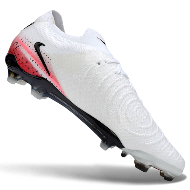 Phantom Luna Elite NU Low-top Super A Men's Full Knit Waterproof FG Soccer Shoes - White/Black/Crimson Red