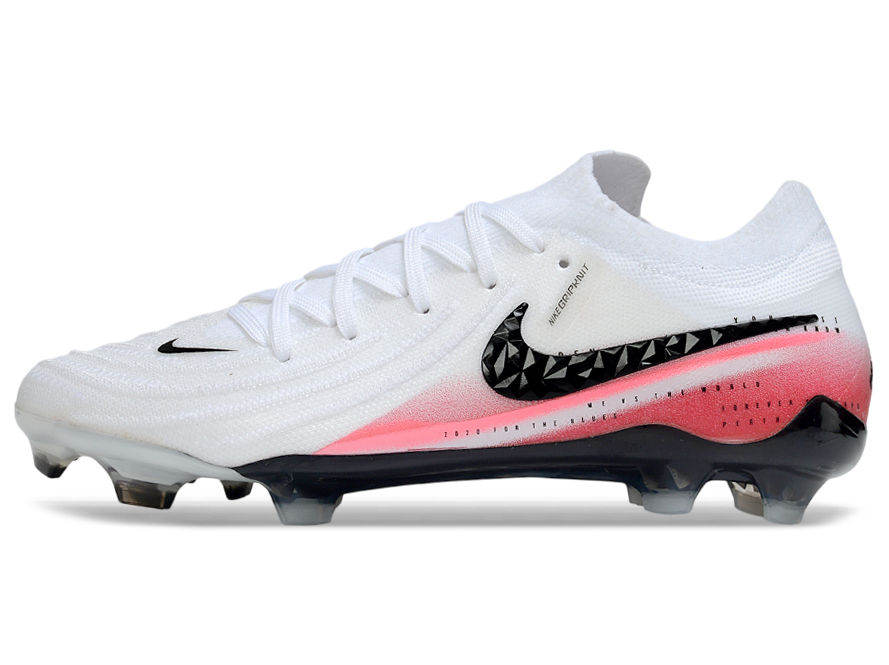 Phantom Luna Elite NU Low-top Super A Men's Full Knit Waterproof FG Soccer Shoes - White/Black/Crimson Red