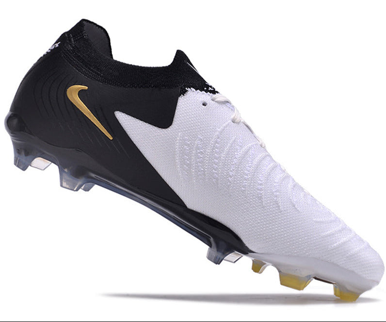 Phantom Luna Elite NU Low-top Super A Men's Full Knit Waterproof FG Soccer Shoes - White/Black/Gold
