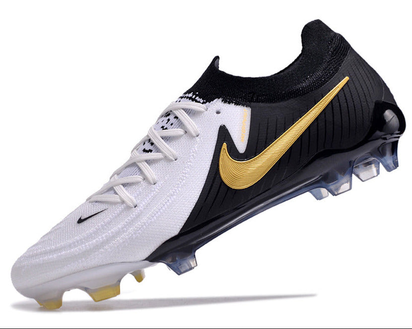 Phantom Luna Elite NU Low-top Super A Men's Full Knit Waterproof FG Soccer Shoes - White/Black/Gold