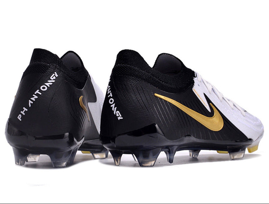 Phantom Luna Elite NU Low-top Super A Men's Full Knit Waterproof FG Soccer Shoes - White/Black/Gold