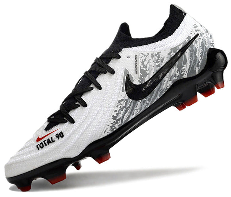 Phantom Luna Elite NU Low-top Super A Men's Full Knit Waterproof FG Soccer Shoes - White/Black/Gray/Red
