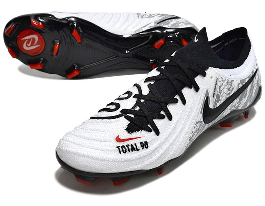 Phantom Luna Elite NU Low-top Super A Men's Full Knit Waterproof FG Soccer Shoes - White/Black/Gray/Red
