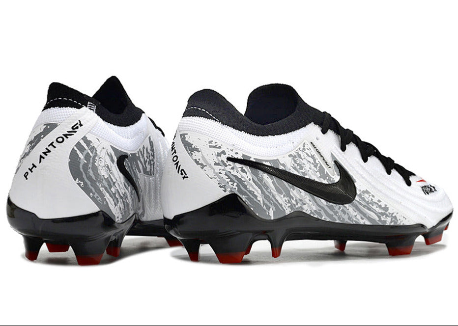 Phantom Luna Elite NU Low-top Super A Men's Full Knit Waterproof FG Soccer Shoes - White/Black/Gray/Red