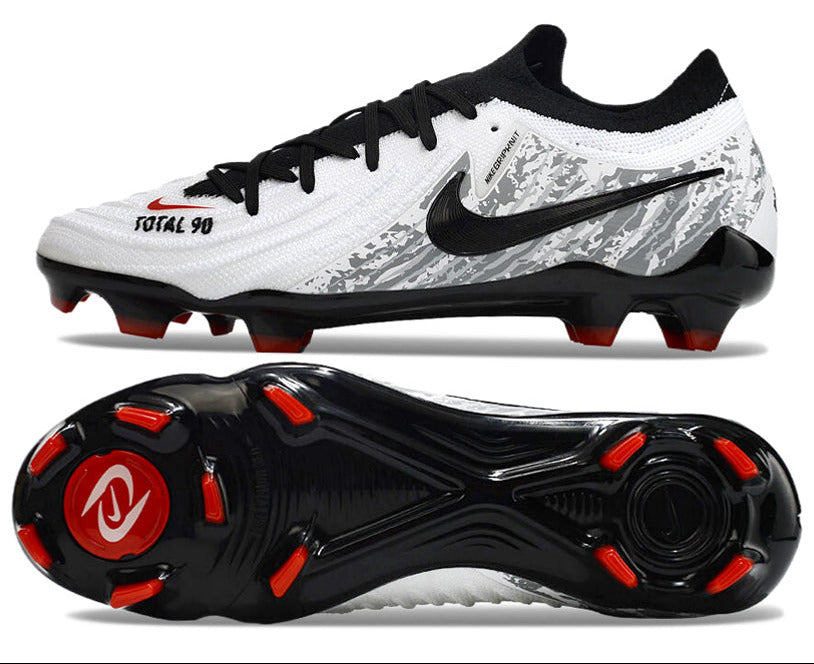 Phantom Luna Elite NU Low-top Super A Men's Full Knit Waterproof FG Soccer Shoes - White/Black/Gray/Red