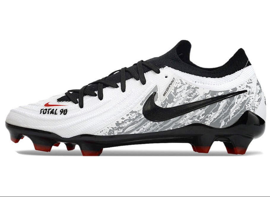 Phantom Luna Elite NU Low-top Super A Men's Full Knit Waterproof FG Soccer Shoes - White/Black/Gray/Red