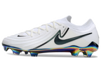 Phantom Luna Elite NU Low-top Super A Men's Full Knit Waterproof FG Soccer Shoes - White/Black/Green