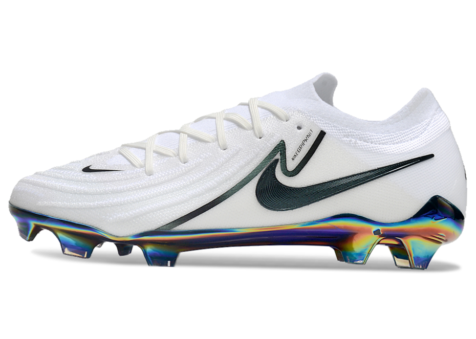 Phantom Luna Elite NU Low-top Super A Men's Full Knit Waterproof FG Soccer Shoes - White/Black/Green
