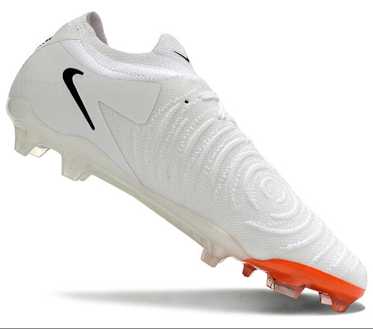Phantom Luna Elite NU Low-top Super A Men's Full Knit Waterproof FG Soccer Shoes - White/Black/Orange