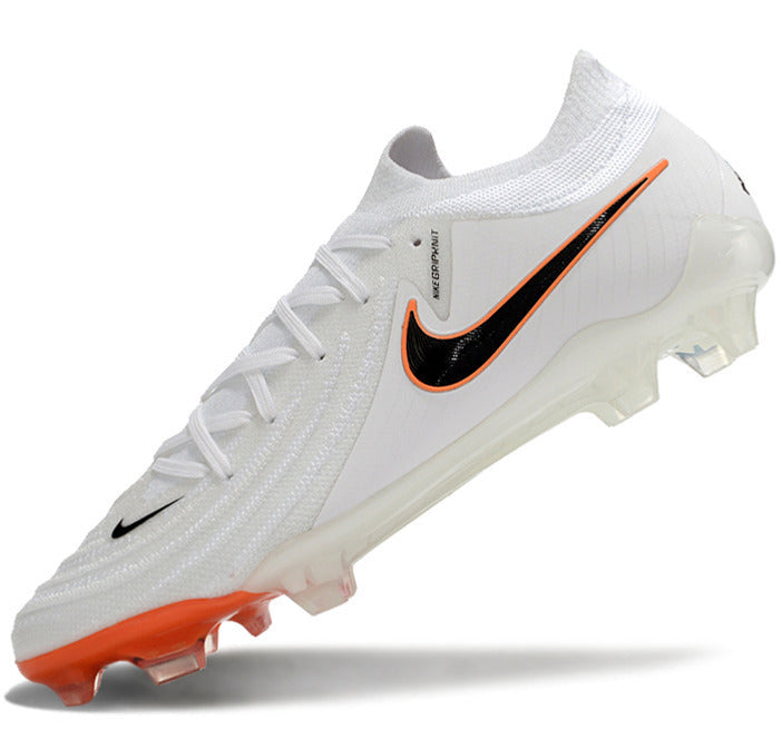 Phantom Luna Elite NU Low-top Super A Men's Full Knit Waterproof FG Soccer Shoes - White/Black/Orange