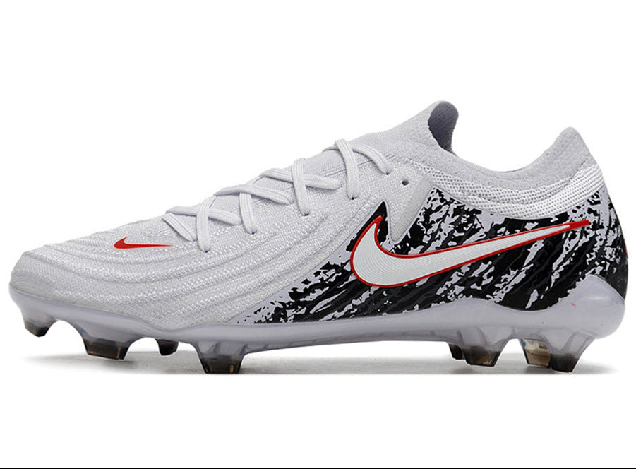 Phantom Luna Elite NU Low-top Super A Men's Full Knit Waterproof FG Soccer Shoes - White/Black/Red