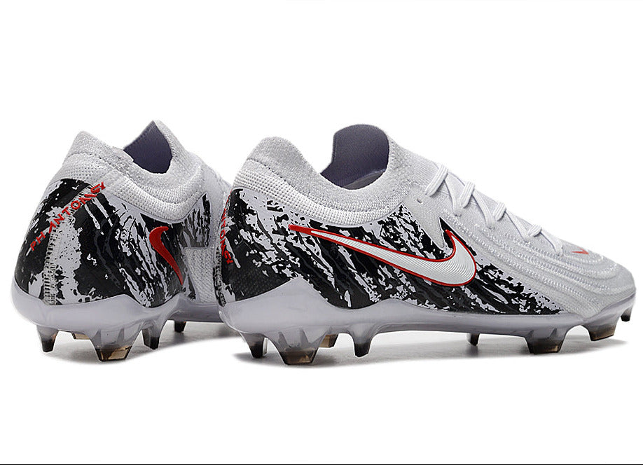 Phantom Luna Elite NU Low-top Super A Men's Full Knit Waterproof FG Soccer Shoes - White/Black/Red