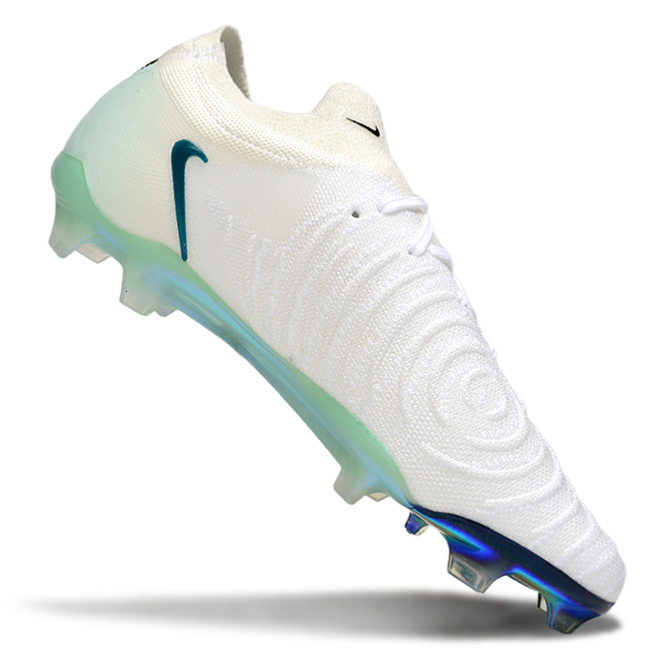 Phantom Luna Elite NU Low-top Super A Men's Full Knit Waterproof FG Soccer Shoes - White/Blue/Green